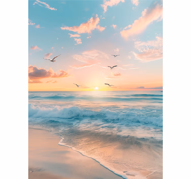 Beach and seagulls bathroom blind - TenStickers