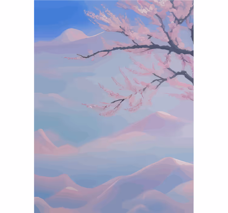 Zen cherry tree flowers branch bathroom blind - TenStickers