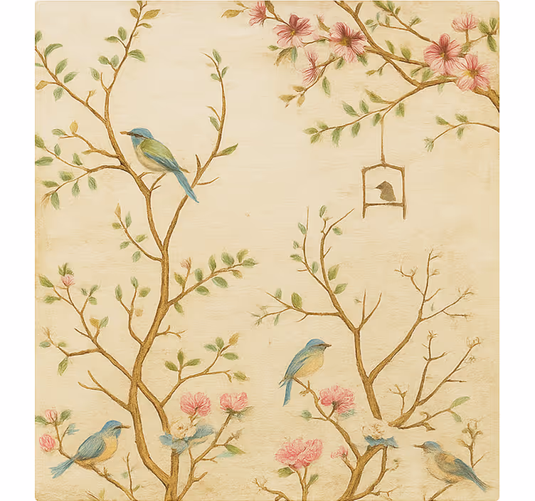Birds blossoms branches blind children - TenStickers