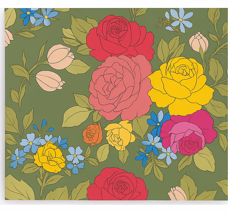 Floral rose pattern blind kitchen - TenStickers