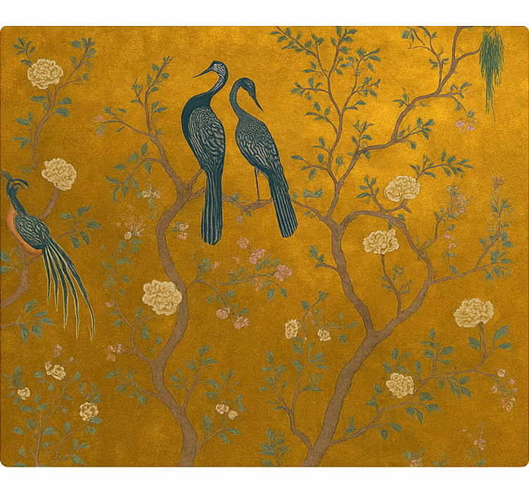 Ornate golden Chinoiserie living room blind - TenStickers