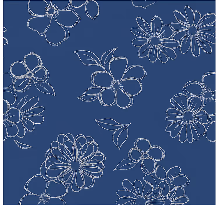 Blue outline florals master bedroom shades - TenStickers