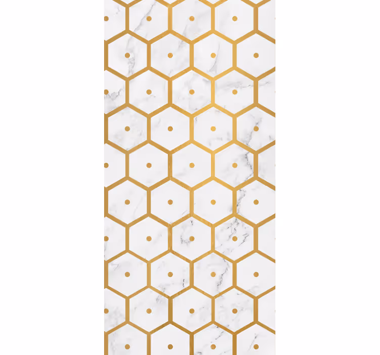 Bathroom blind with hexagonal gold marble design - TenStickers