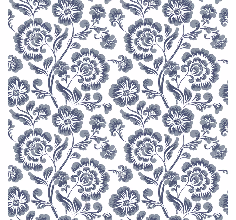 Bathroom blind with blue flowers on white background - TenStickers