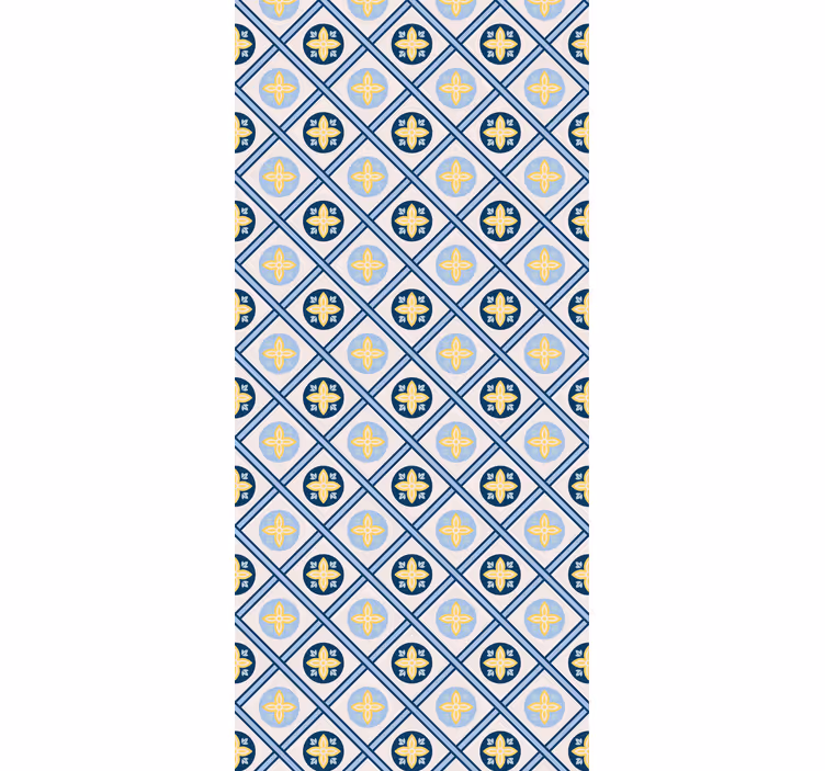 Blind kitchen in baby blue and yellow portuguese tile - TenStickers