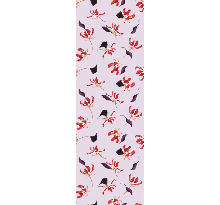 Dining room blind with hand drawn red lily design - TenStickers