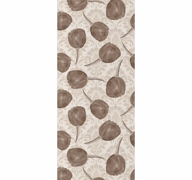 Dining room blind with gray tulips and scrolls - TenStickers