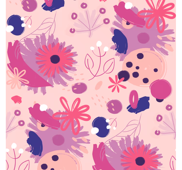 Dining room blind with abstract purple flowers - TenStickers