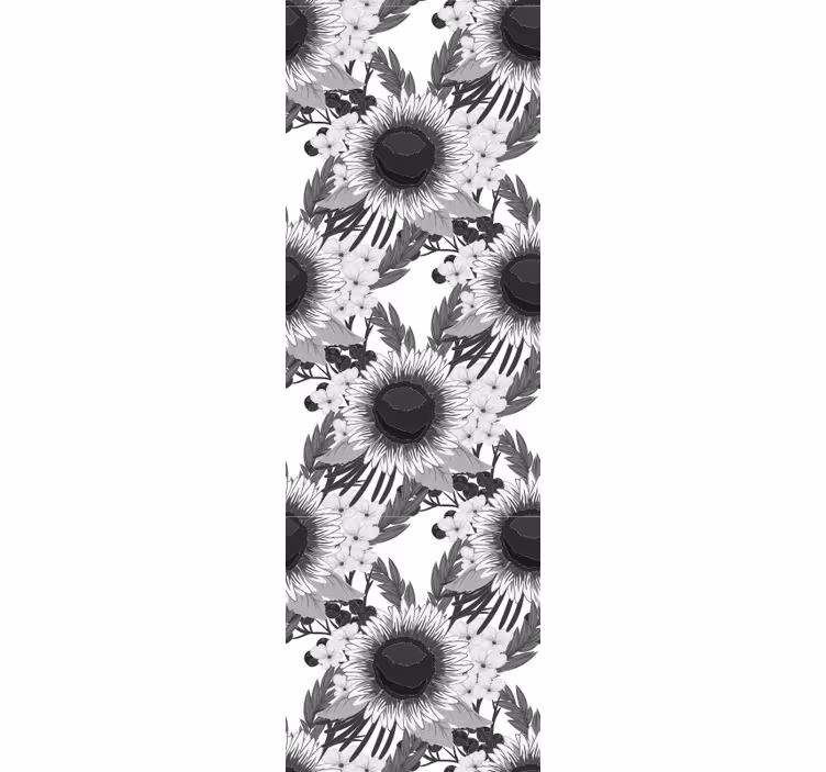 Dining room blind black and white sunflowers - TenStickers