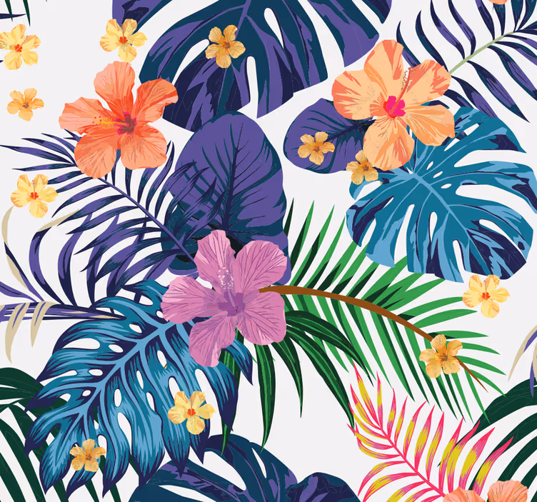 Hawaiian colorful flowers dining room blind - TenStickers