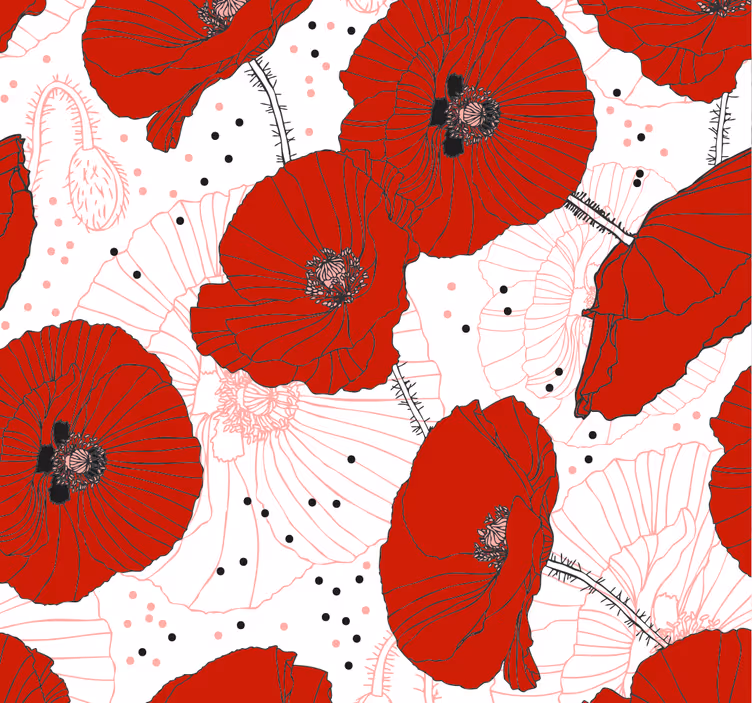 Dining room blind with floral drawing design - TenStickers