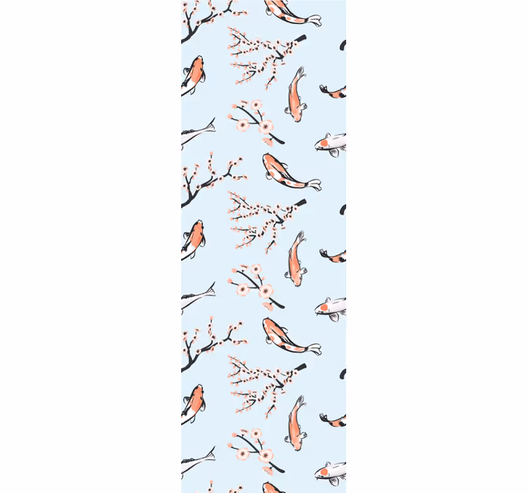 Modern blind koi fish and cherry blossom design - TenStickers