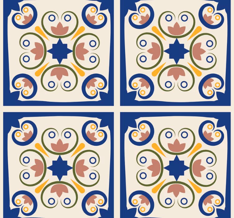 Modern blind with pink flowers portuguese tile - TenStickers