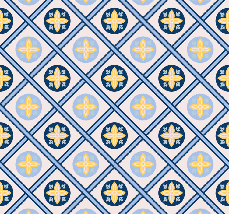 Modern blind in baby blue and yellow portuguese tile - TenStickers