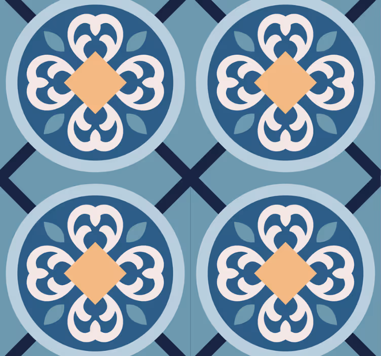 Modern blind in sea-blue portuguese tile - TenStickers
