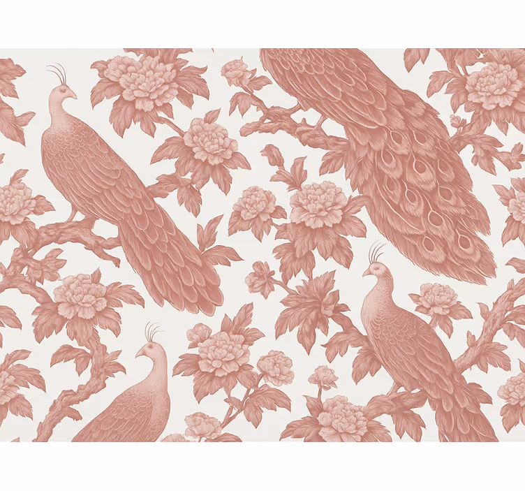 Blind pink textile pattern with pink peacocks - TenStickers