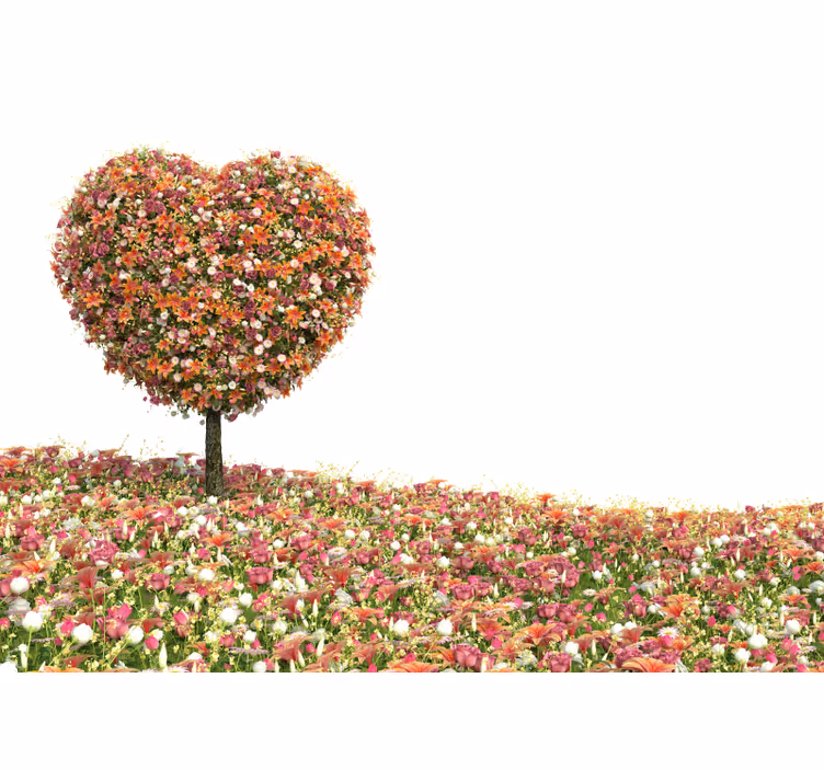 White window blind heart-shaped fantasy tree mural - TenStickers
