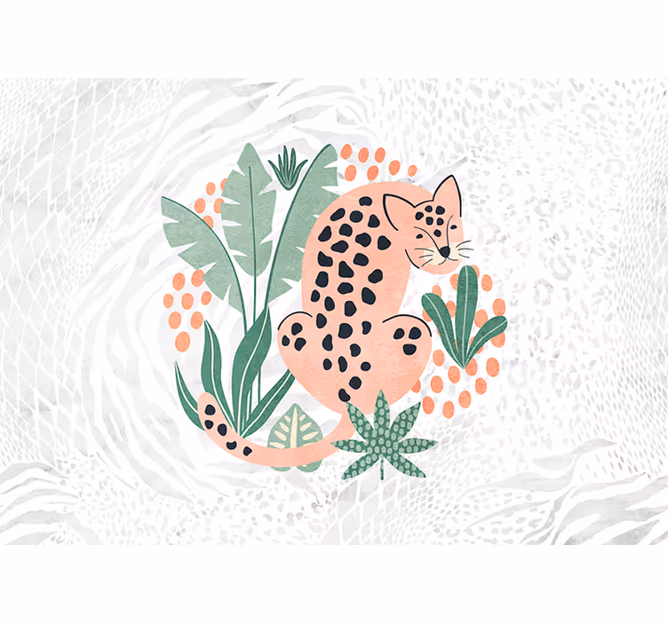 White window blind with tropical trees and tigers - TenStickers