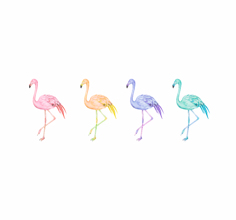White window blind with colorful seamless flamingos - TenStickers