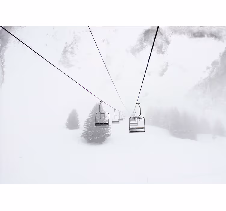 White window blind photography of cable car on snow - TenStickers