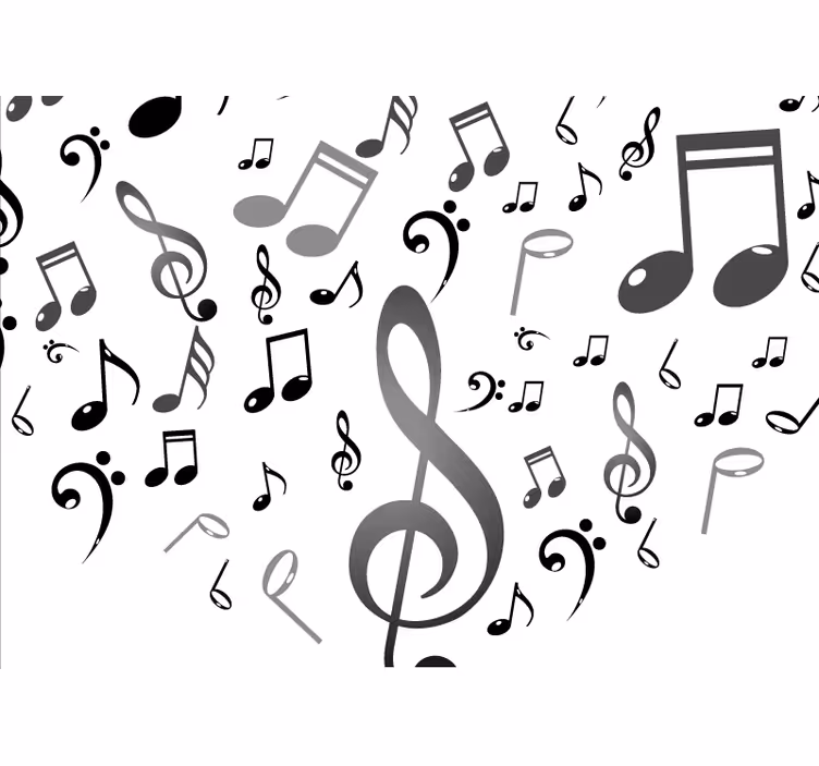 White window blind with musical notes design - TenStickers