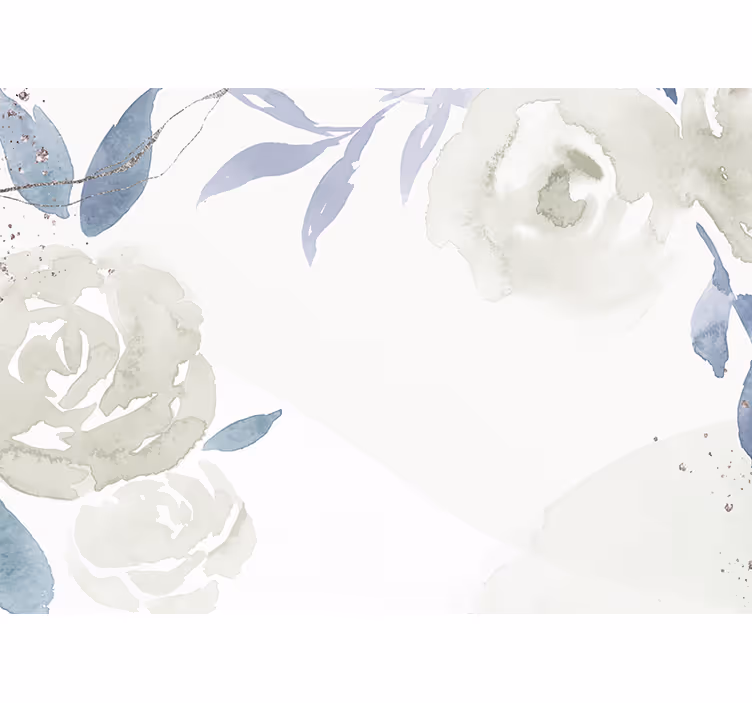 White window blind with floral decor illustration - TenStickers