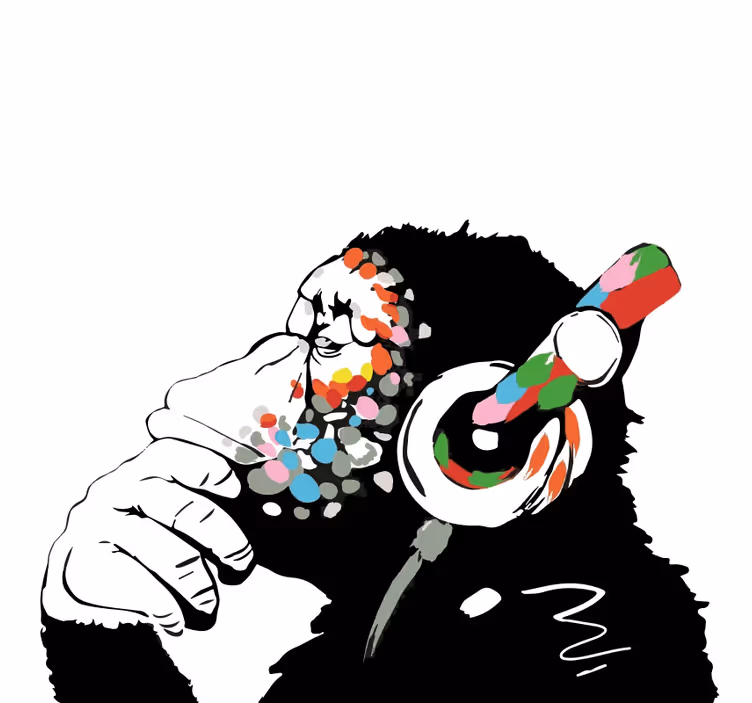 Living room blind mono banksy music - TenStickers