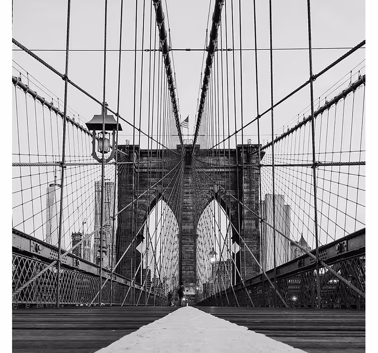 Living room blind featuring black and white brooklyn bridge - TenStickers