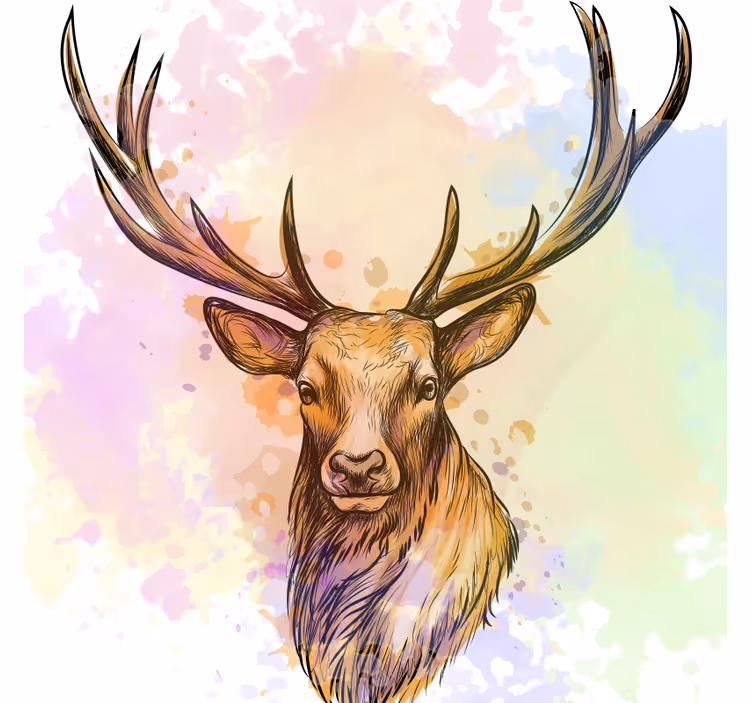 Living room blind paint splash stag design - TenStickers