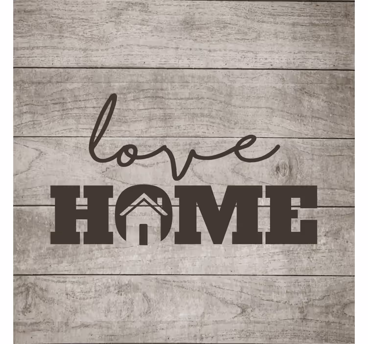 Living room blind love home on gray wood plank 2 - TenStickers