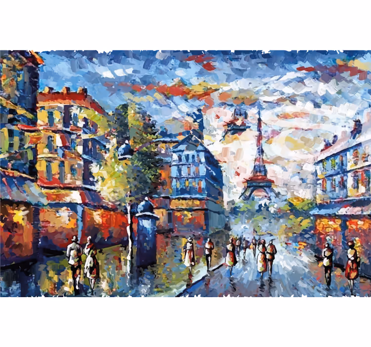 Living room blind watercolor bohemian paris art - TenStickers