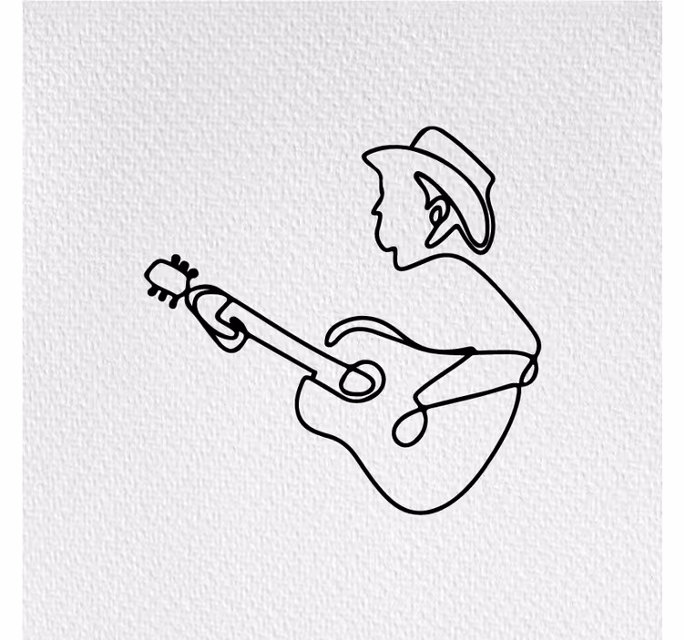 Living room blind with cute minimalist guitarist design - TenStickers