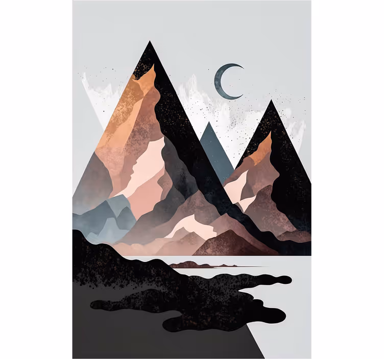 Living room blind nordic geometric mountains design - TenStickers