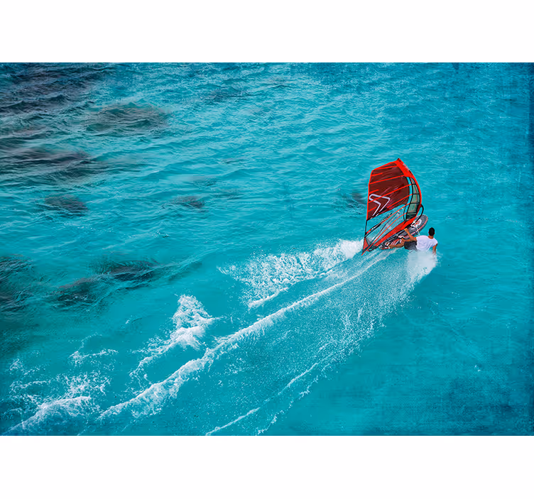 Blind blue windsurfer on the water - TenStickers