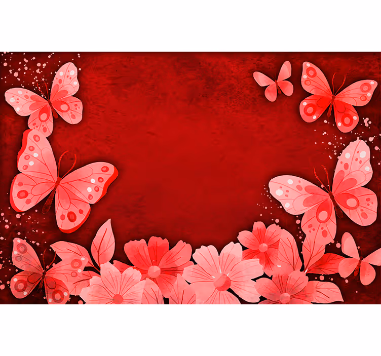 Red blind with flower and butterfly design - TenStickers