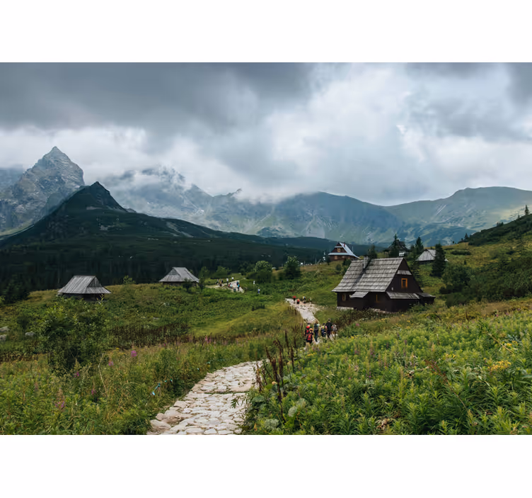 Blind green wooden houses in tatra mountains - TenStickers