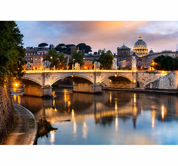 Living room blind view of rome from the tiber photomural - TenStickers