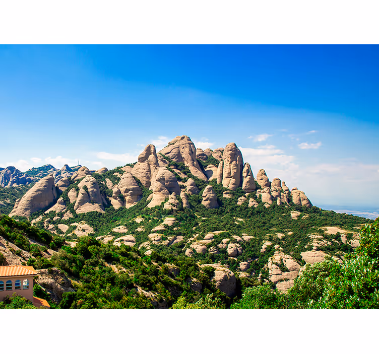 Living room blind montserrat cathedral mountain mural - TenStickers