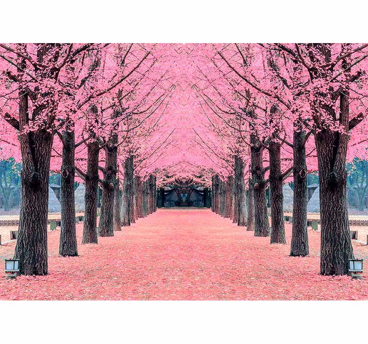 Living room blind pink trees nami island - TenStickers