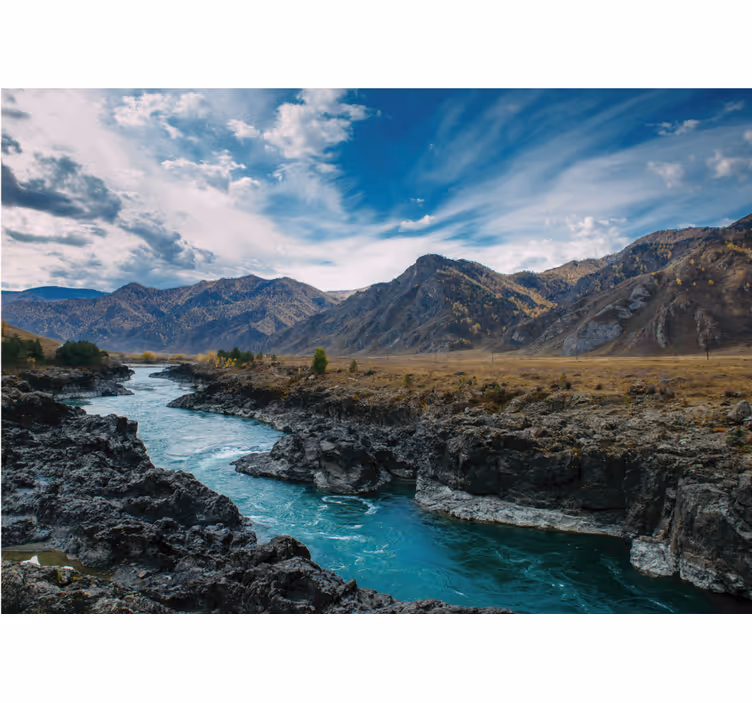 Living room blind river in the andes - TenStickers