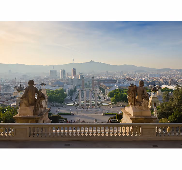 Living room blind barcelona montjuic fountain - TenStickers
