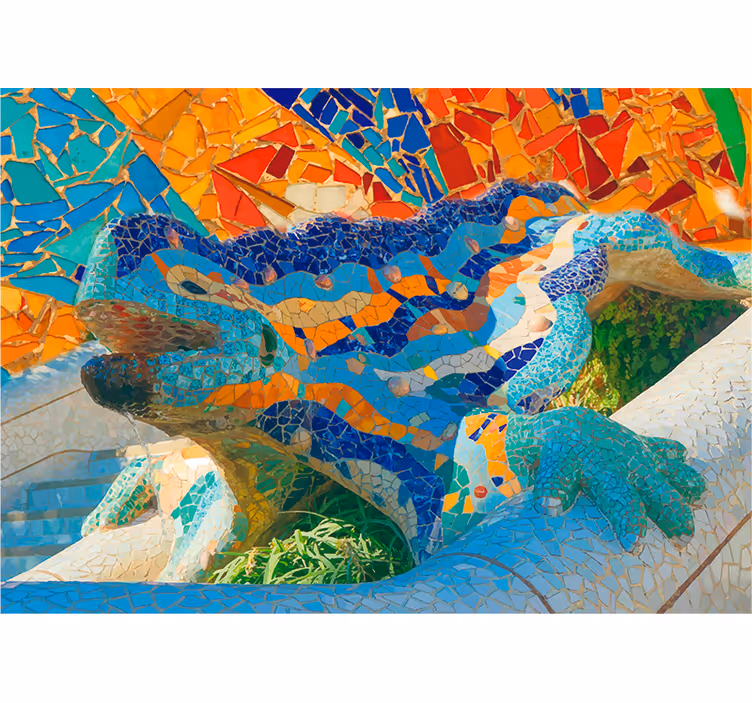 Living room blind park güell mural print - TenStickers