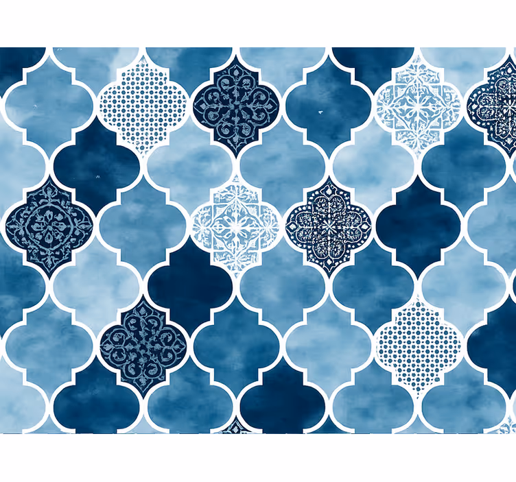 Blind blue moroccan watercolor print - TenStickers