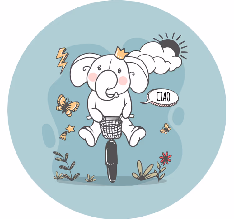Blind blue hello elephant - TenStickers