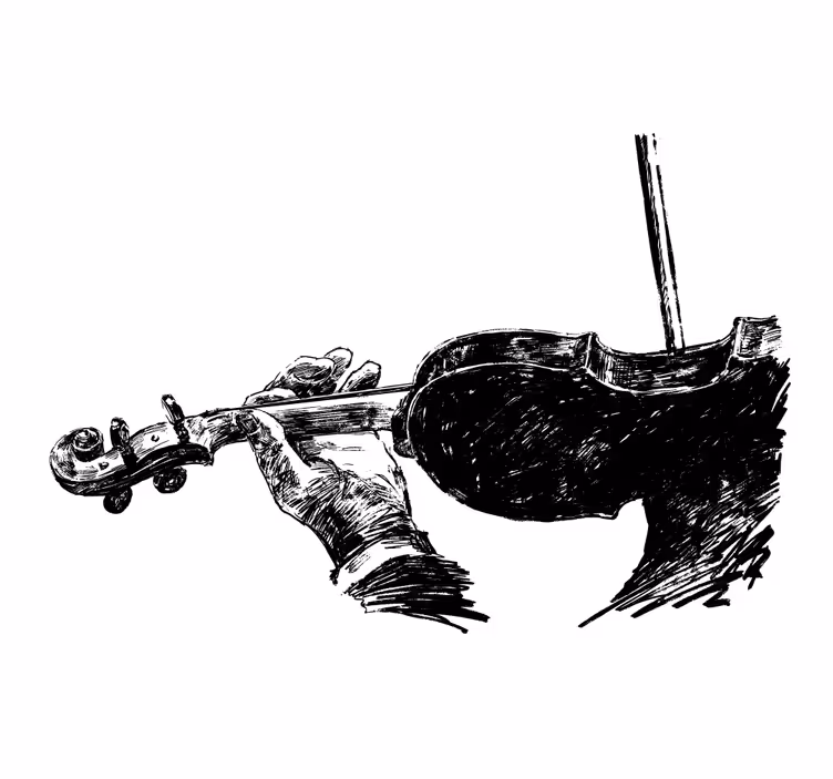 Living room blind with hand-drawn violin musician - TenStickers