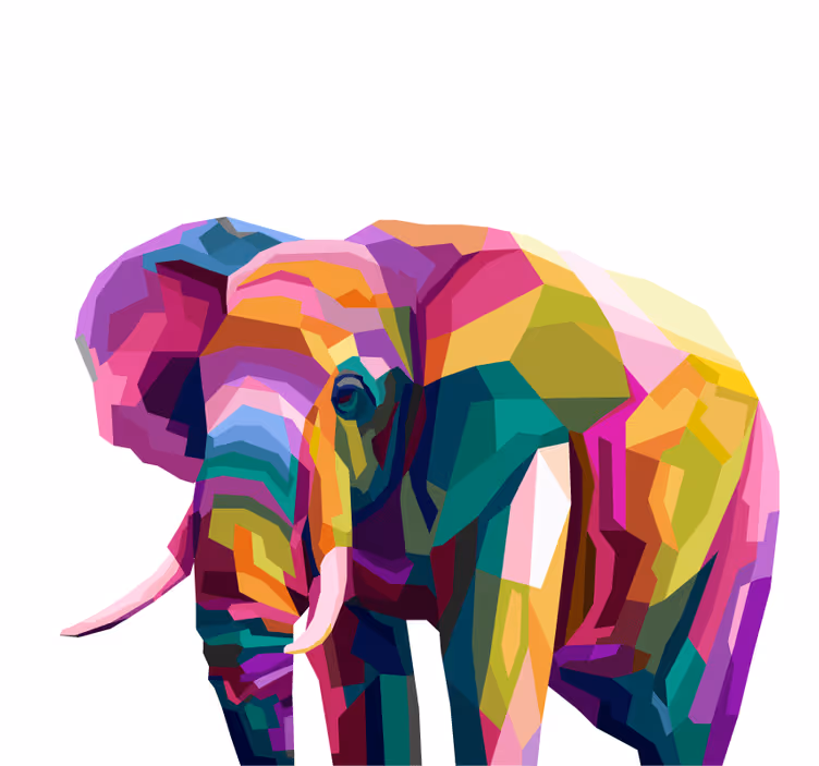 Living room blind featuring a multicolor realistic elephant - TenStickers