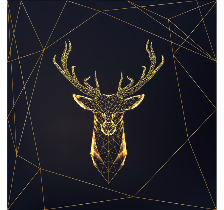 Living room blind geometric stag in gold - TenStickers