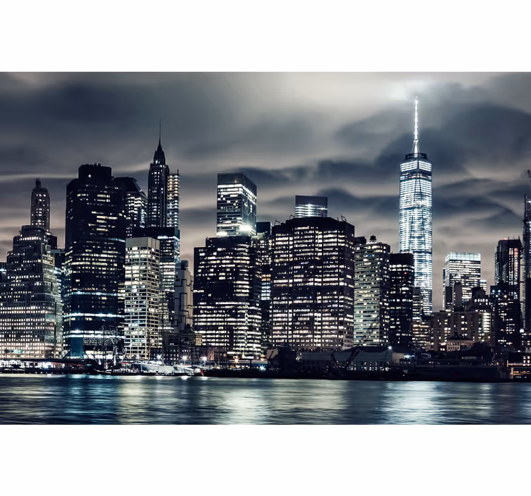 Living room blind new york at night - TenStickers