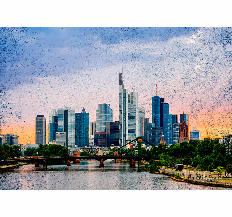 Living room blind frankfurt skyline design - TenStickers