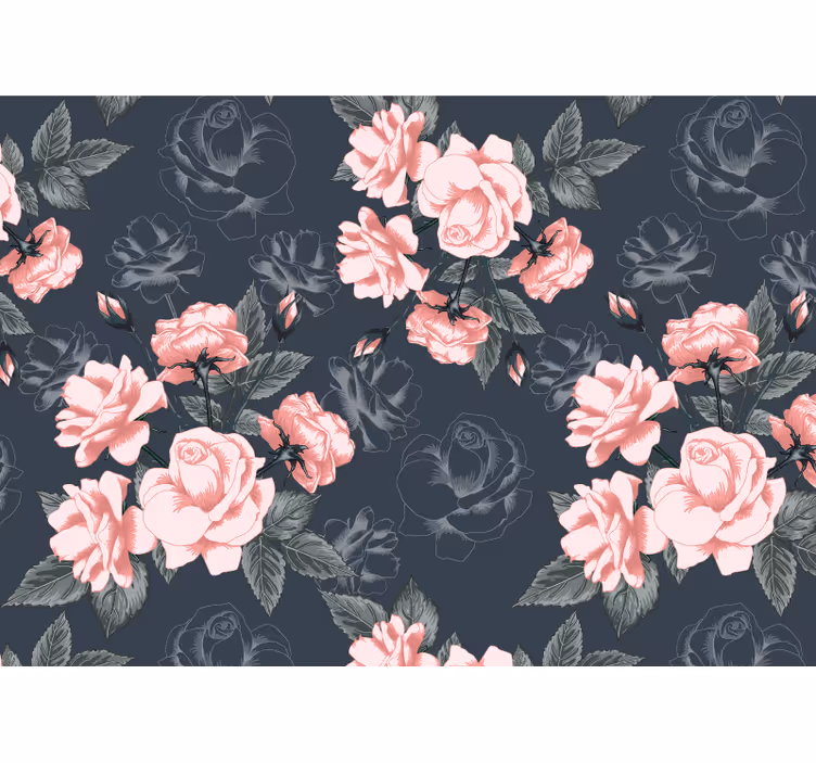 Vintage white and pink roses living room blind - TenStickers